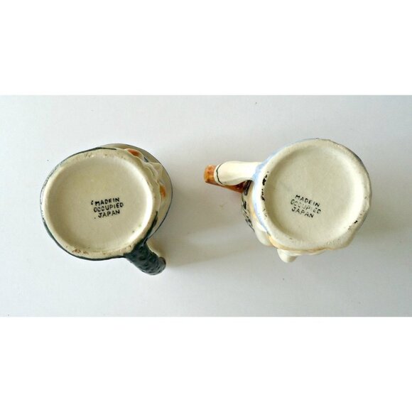 2 Occupied Japan Small Toby Mugs Colonial Man & Woman Vintage - Picture 6 of 6